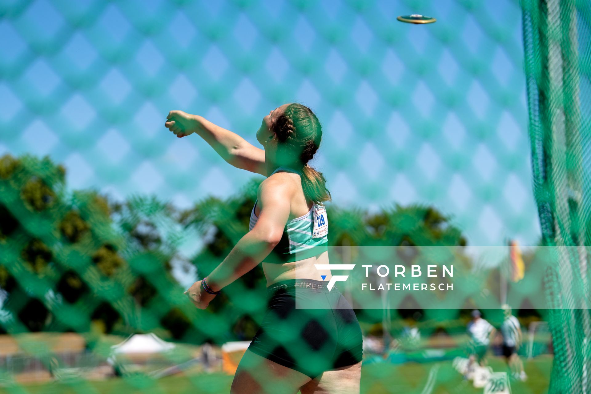 Laura Sinnigen (LG Papenburg/Aschendorf) beim Diskus am 03.07.2022 waehrend den NLV+BLV Leichtathletik-Landesmeisterschaften im Jahnstadion in Goettingen (Tag 1)